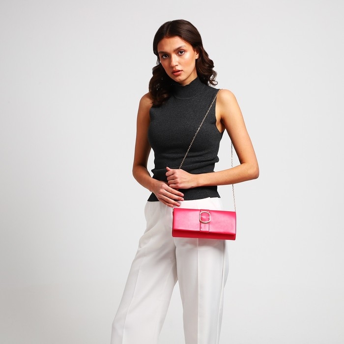 Сумка-клатч на магните, цвет розовый