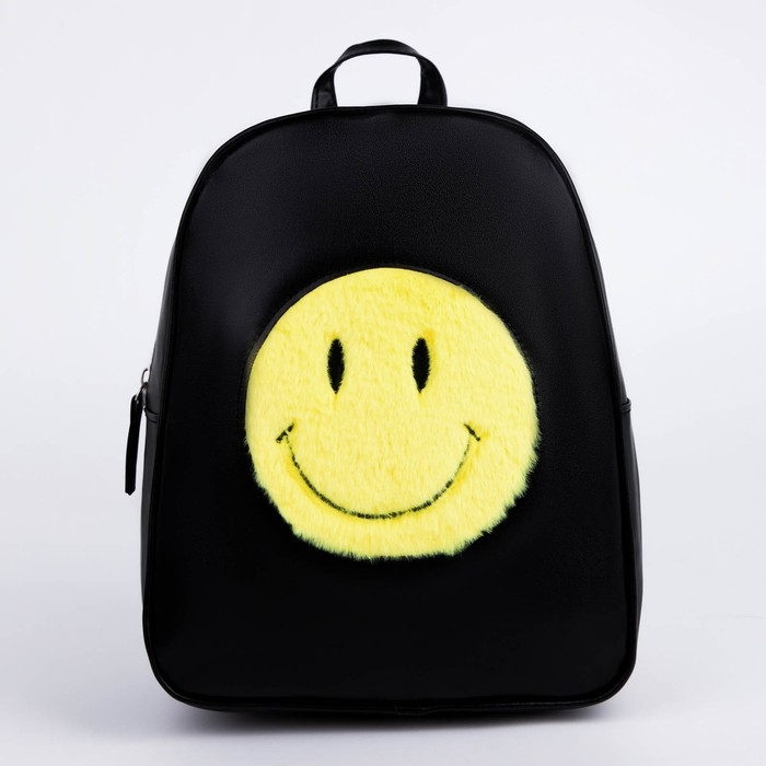 Рюкзак из искусственной кожи «Улыбка», нашивка плюш, 27х23 х 10 см