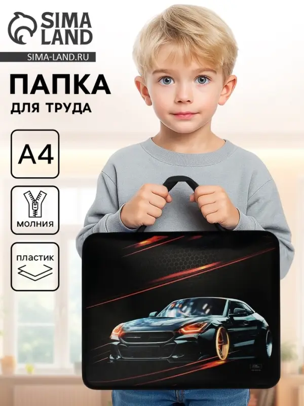 Папка для труда, А4, пластиковая, 33&times;26&times;7.5 см &laquo;Тачка&raquo;