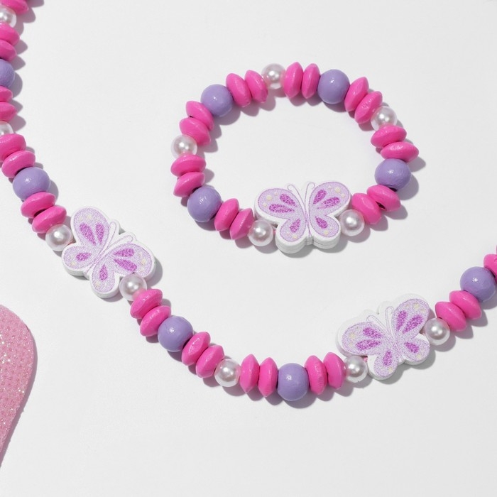Набор детский «Выбражулька» 2 предмета: бусы, браслет, бабочки летние, цветной Набор детский «Выбражулька» 2 предмета: бусы, браслет, бабочки летние, цветной