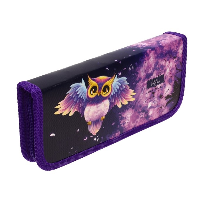 Пенал 1 секция, 90 х 195 х 25 мм, Calligrata Пенал 1 секция, 90 х 195 х 25 мм, Calligrata "Совушка", ламинированный картон