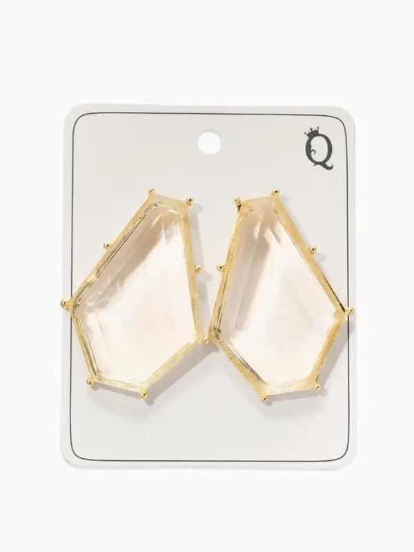 Серьги акрил "Кристалл", цвет прозрачный в золоте