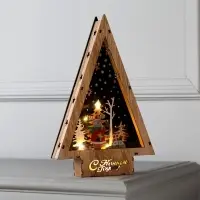 Светодиодная фигура &laquo;Новогодний олень&raquo; 19&times;30&times;4.5 см, дерево, от батареек АААх2, свечение тёплое белое