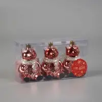 Ёлочные игрушки 3 шт. &laquo;Зимнее волшебство. Мишка колор&raquo; пластик, 9&times;5 см, красный