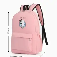 Рюкзак школьный на молнии, с карманами, с принтом, размер 30&times;12&times;43 см, розовый