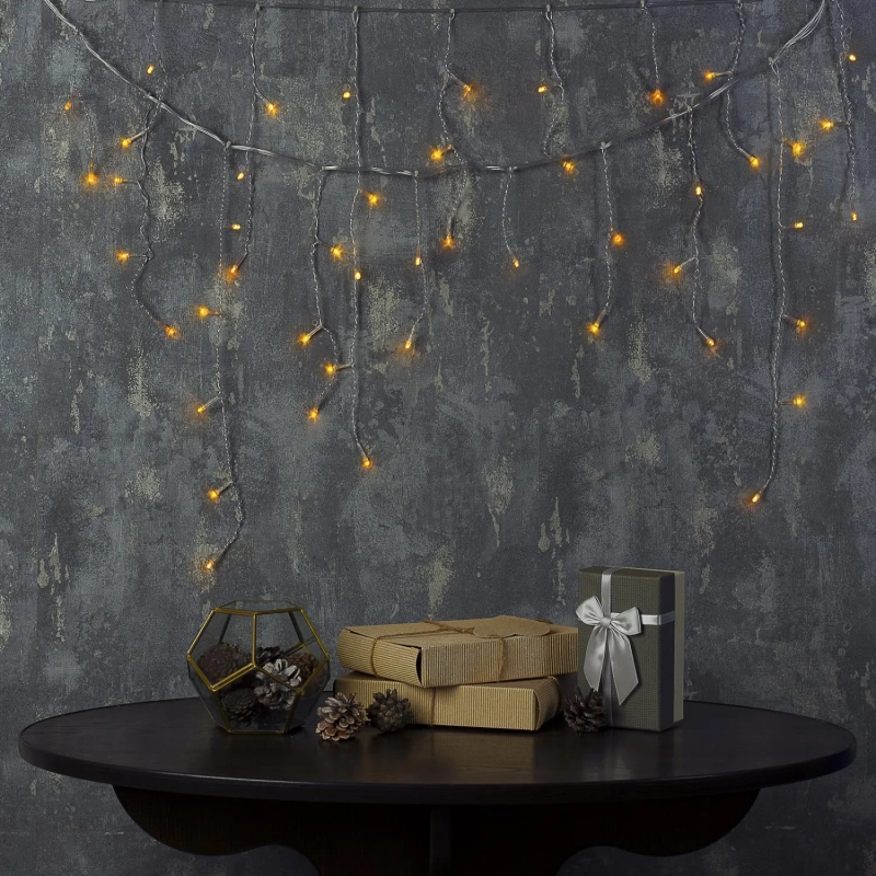 Гирлянда светодиодная Бахрома 1.8 х 0.5 м , IP20, 48 LED,желт,8реж, 3556833