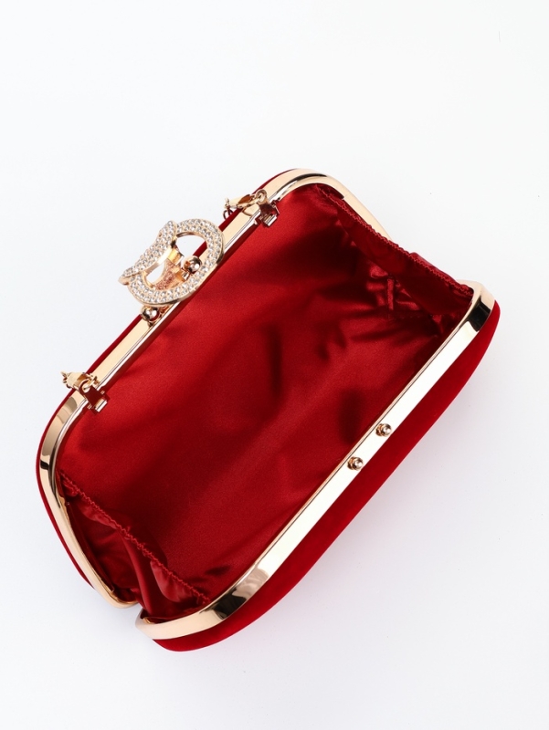 Сумка жен, 20*6*12, отд на фермуаре, цепь, текстиль, красный