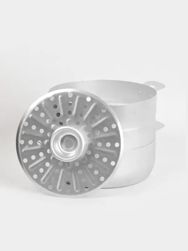 Манты-казан, 4.5 л, d=26 см, 2.1 кг, с 3 дисками, с крышкой, листовой алюминий 1.0-1.5 мм, серебристый