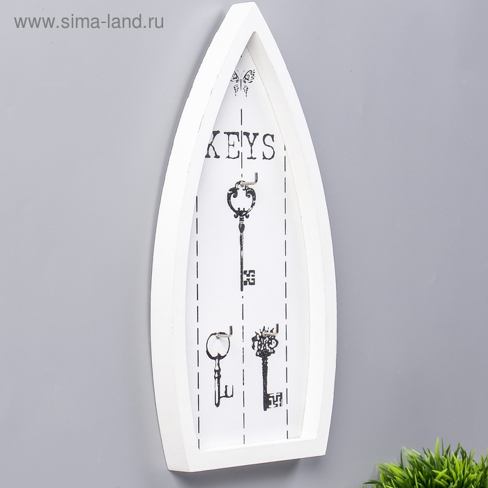 Крючки декоративные дерево Крючки декоративные дерево "Лодка" белая 27х13,8х2 см