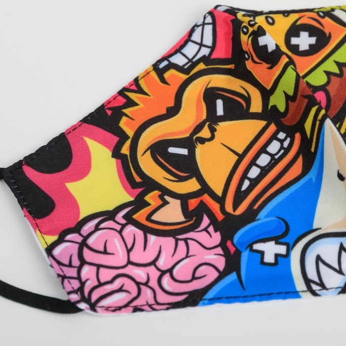 Маска тканевая с регулирующимися завязками  Маска тканевая с регулирующимися завязками "TRASH"