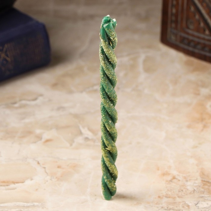 Свеча-скрутка  Свеча-скрутка "Стабильный доход" с лавром, иван-чаем и маслом пачули, 16х1,2 см, зеленый