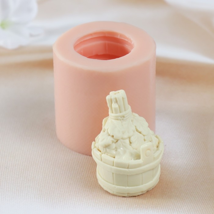 Молд силиконовый Молд силиконовый "Веник в тазу" изделие 4х4х5,5 см