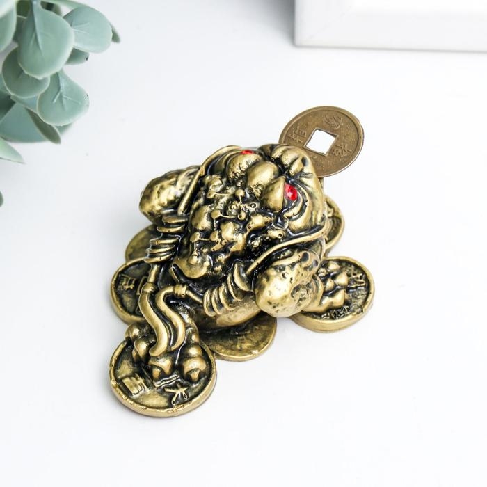 Нэцкэ бронза Нэцкэ бронза "Жаба на монетах" 4 х 7 х 5,5 см