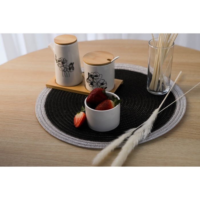 Салфетка сервировочная на стол Доляна &laquo;Лана&raquo;, d=38 см, цвет чёрный