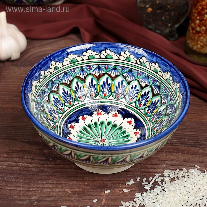 Коса Риштанская Керамика  Коса Риштанская Керамика "Цветы" 15 см, малая, синяя