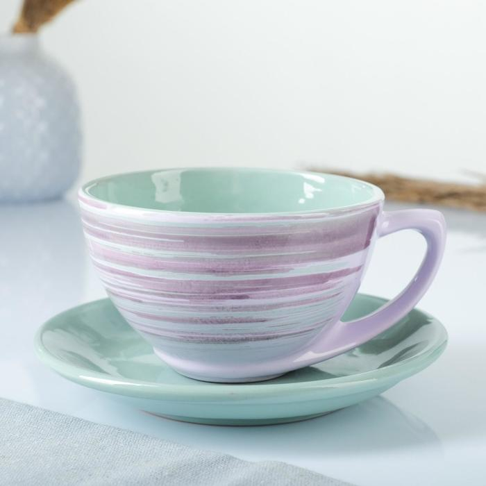 Чайная пара Чайная пара "Элегант" 0,25л / 11х6,5см + блюдце 15см, лаванда