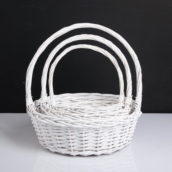 Набор корзин, 3 шт, 39×14/40 см,  30×12/35 см, 25×10/30 см, белый,  ива Набор корзин, 3 шт, 39×14/40 см,  30×12/35 см, 25×10/30 см, белый,  ива