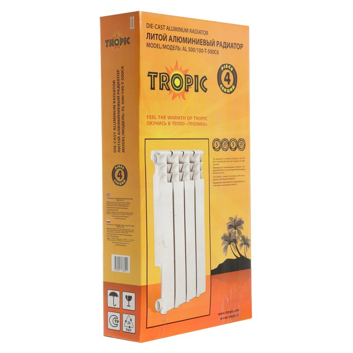 Радиатор Tropic 500x100 мм алюминиевый, 4 секции Радиатор Tropic 500x100 мм алюминиевый, 4 секции