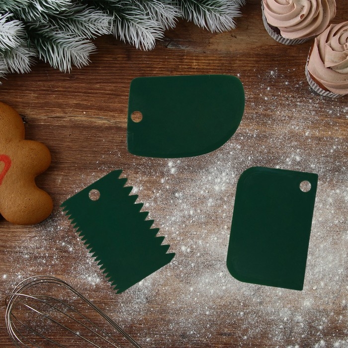 Новый год. Набор кондитерских шпателей «Чудеса случаются», 11.5×8 см, 11.2×6.5 см, 10×7 см, 3 шт Новый год. Набор кондитерских шпателей «Чудеса случаются», 11.5×8 см, 11.2×6.5 см, 10×7 см, 3 шт