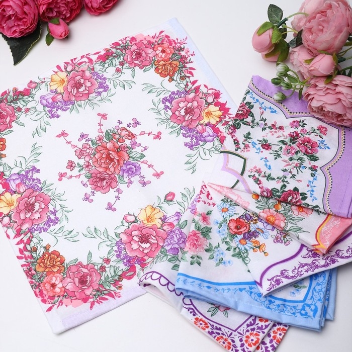 Платок носовой женский 28х28см, 6шт, рис 21218-2, МИКС, ситец 100г/м, хл100% Платок носовой женский 28х28см, 6шт, рис 21218-2, МИКС, ситец 100г/м, хл100%