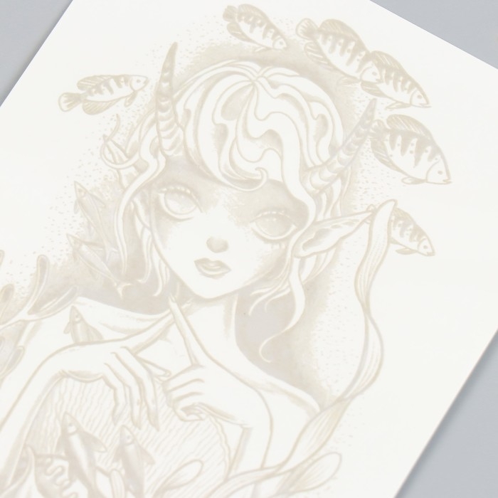 Татуировка на тело синяя Татуировка на тело синяя "Подводная девочка" 18х11 см