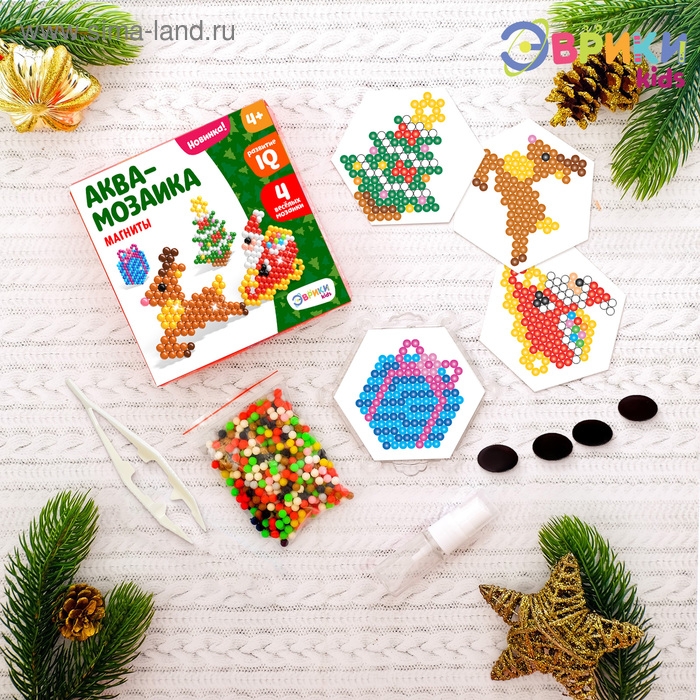 Аквамозаика «Олень с Дедом Морозом», магниты Аквамозаика «Олень с Дедом Морозом», магниты