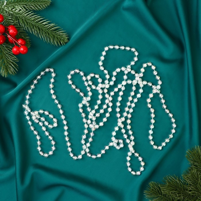 Бусы на ёлку 2,7 м d-5 мм Бусы на ёлку 2,7 м d-5 мм "Льдинка" классика, прозрачный перламутр