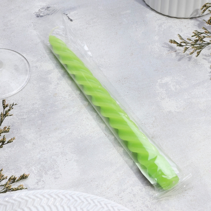 Свеча витая, 2,3х 24,5 см, 5 ч, 50 г, зелёная