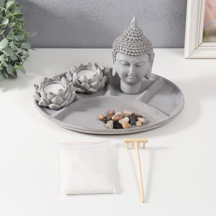 Сад камней Дзен  Сад камней Дзен "Будда и лотосы" 2 свечи 16,5х27х20,5 см