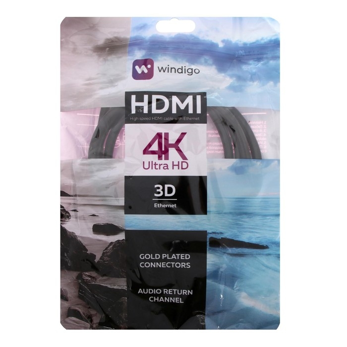 Кабель HDMI Windigo, HDMI(m)-HDMI(m), v 1.4, 1.5 м, позолоченные разъемы, 3D, 4K, черный Кабель HDMI Windigo, HDMI(m)-HDMI(m), v 1.4, 1.5 м, позолоченные разъемы, 3D, 4K, черный