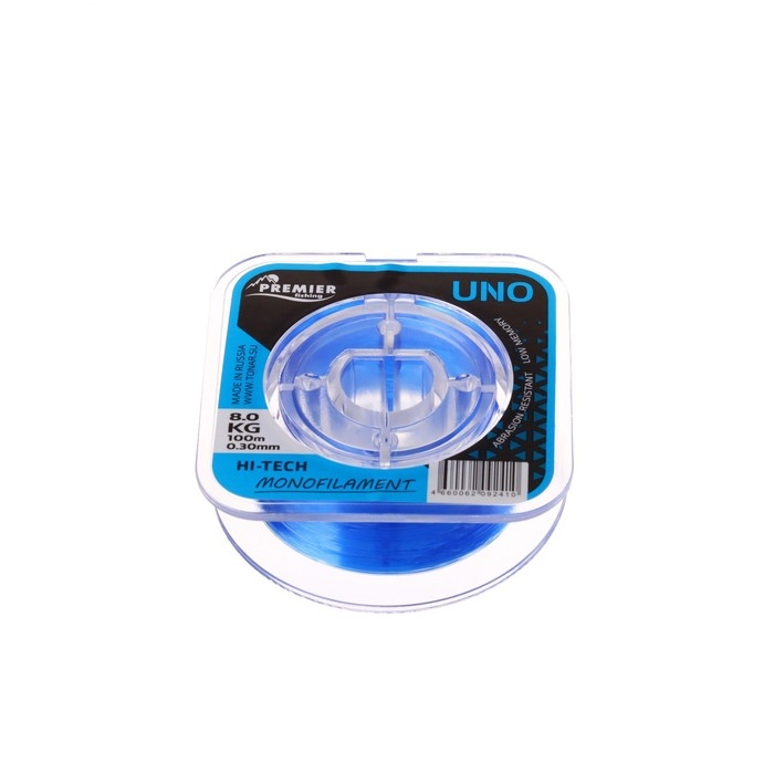 Леска Preмier Fishing UNO, диаметр 0.3 мм, тест 8 кг, 100 м, голубая Леска Preмier Fishing UNO, диаметр 0.3 мм, тест 8 кг, 100 м, голубая