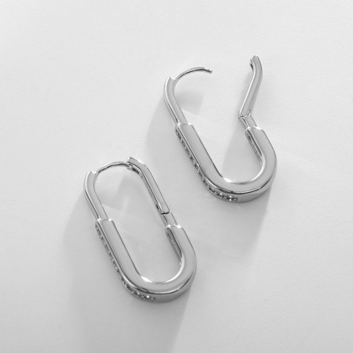 Серьги со стразами XUPING прямоугольник истины, цвет белый в серебре Серьги со стразами XUPING прямоугольник истины, цвет белый в серебре