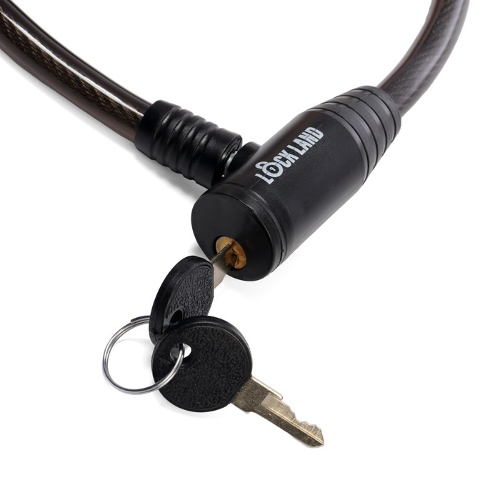 Замок навесной велосипедный LOCKLAND, 12х1200 мм, английский ключ с пластиковой ручкой