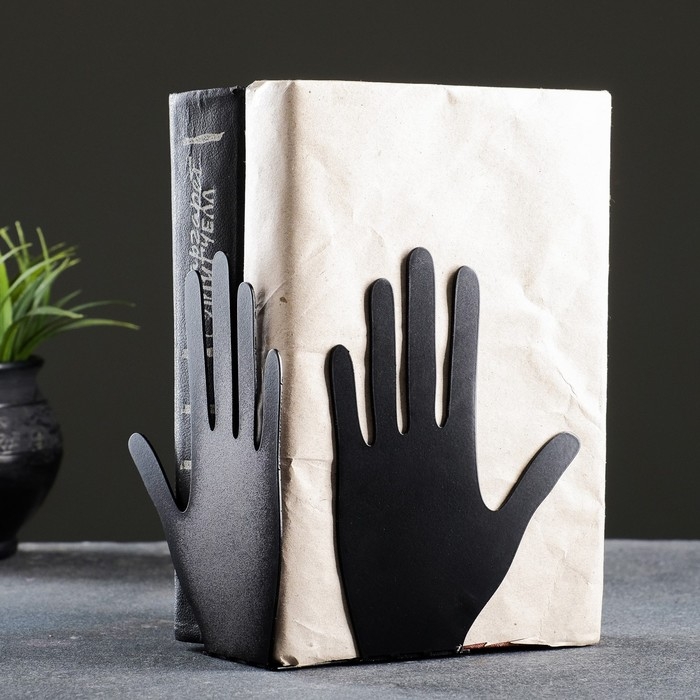 Держатель-подставка для книг  Держатель-подставка для книг "Ладони" набор 2шт, 15х10х10см, черный
