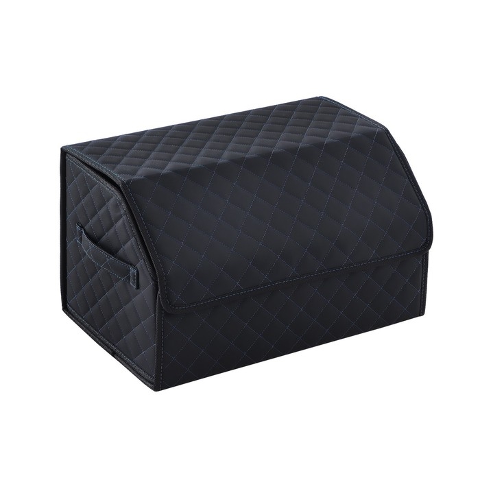 Органайзер кофр в багажник автомобиля LION, экокожа, ромб, 50×30×30 см, черно-синий Органайзер кофр в багажник автомобиля LION, экокожа, ромб, 50×30×30 см, черно-синий