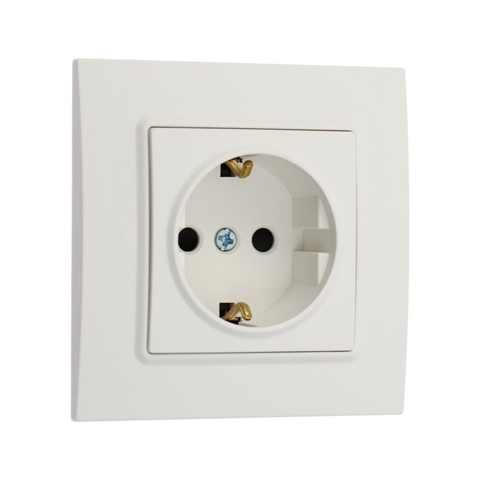 Розетка одноместная TOT Elegant, 16 А, скрытая, с з/к, белая Розетка одноместная TOT Elegant, 16 А, скрытая, с з/к, белая