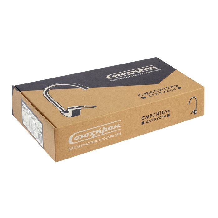 Смеситель для кухни  Смеситель для кухни "СоюзКран" 566-170, однорычажный, излив 167 мм, цинк, хром