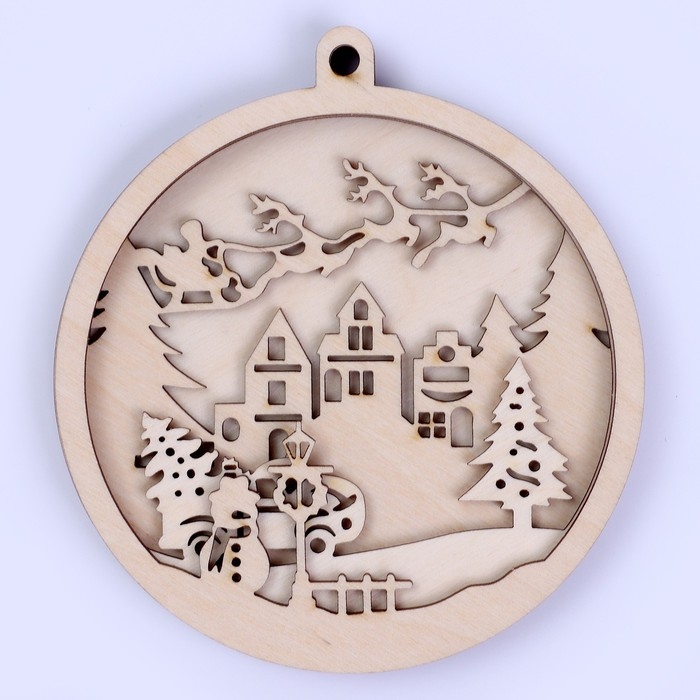 Заготовки для творчества. Деревянная ёлочная подвеска «Новый год! Ночной город» Заготовки для творчества. Деревянная ёлочная подвеска «Новый год! Ночной город»