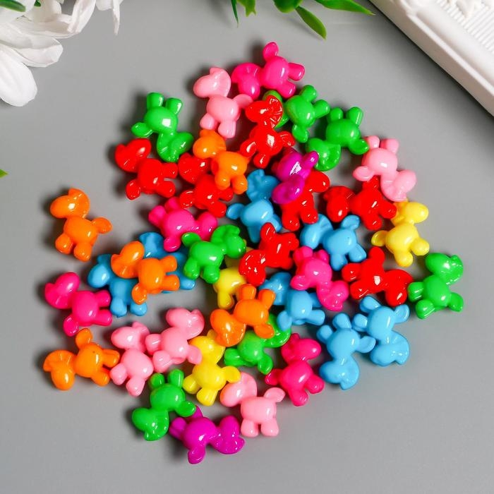 Бусины для творчества пластик Бусины для творчества пластик "Яркие лошадки" набор 60 шт 1,5х1,5х0,6 см