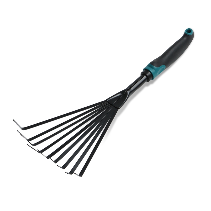 Грабли малые, веерные, пластинчатые, 9 зубцов, длина 40 см, эргономичная прорезиненная ручка, Greengo Грабли малые, веерные, пластинчатые, 9 зубцов, длина 40 см, эргономичная прорезиненная ручка, Greengo