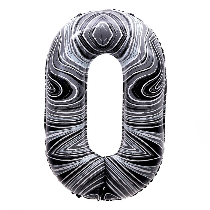 Шар фольгированный 40" &laquo;Цифра 0&raquo;, чёрный мрамор
