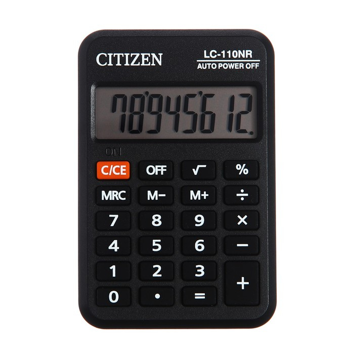 Калькулятор карманный Citizen  Калькулятор карманный Citizen "LC-110NR", 8-разрядный, 58 х 88 х 11 мм, питание от батарейки, черный