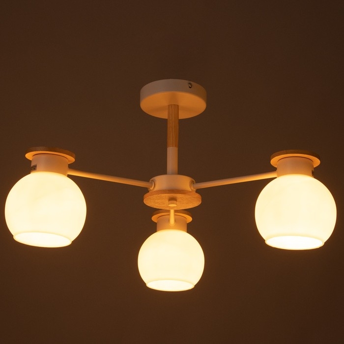 Люстра Люстра "Паула" 3х60Вт Е27 Белый, дерево 58х58х30см