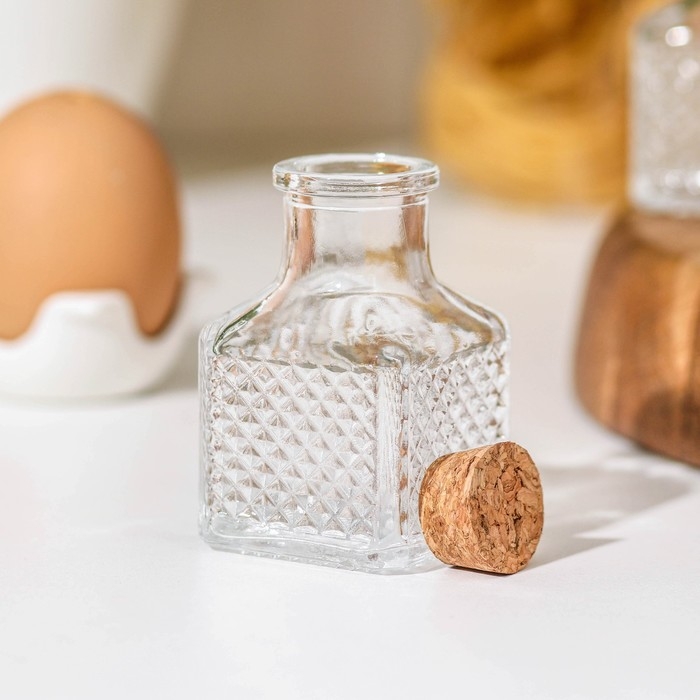 Набор баночек стеклянных для специй с пробковой крышкой Доляна «Парфе», 50 мл, 4,5×4,5×6,8 см, 12 шт Набор баночек стеклянных для специй с пробковой крышкой Доляна «Парфе», 50 мл, 4,5×4,5×6,8 см, 12 шт