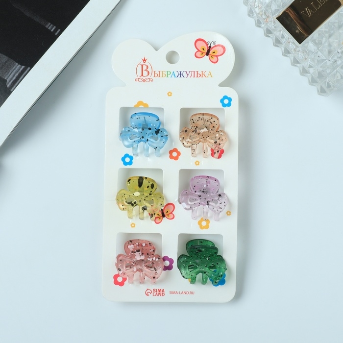 Краб для волос Краб для волос "Авери" (набор 6 шт) бантик, 2,5 см, микс