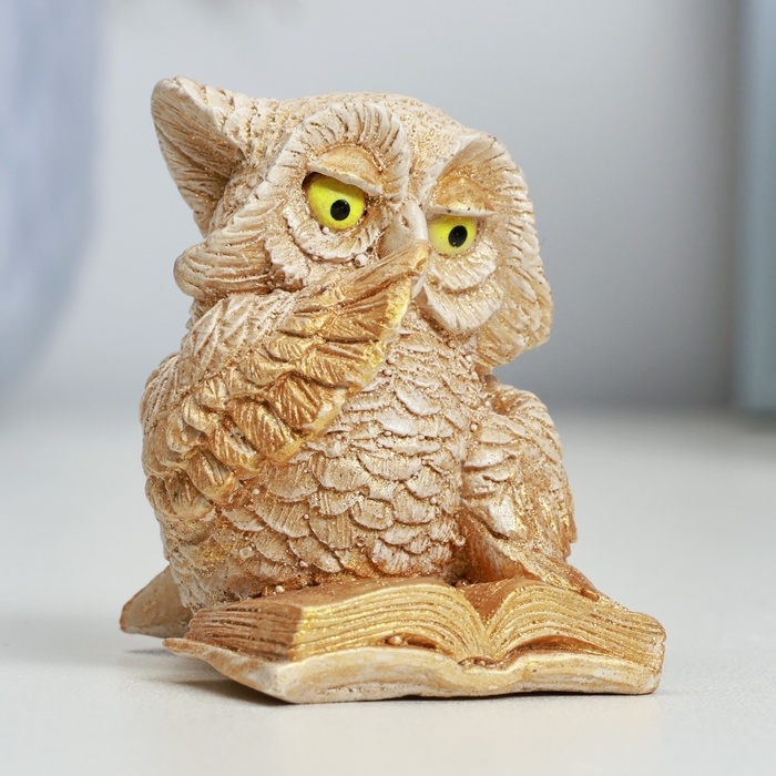 Фигура Фигура "Сова за чтением" бежевая, 6х5см