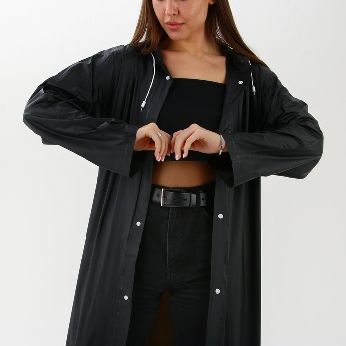 Дождевик взрослый плащ «Если вы это читаете, идёт дождь», размер 42-48, 60 х 110 см, цвет чёрный Дождевик взрослый плащ «Если вы это читаете, идёт дождь», размер 42-48, 60 х 110 см, цвет чёрный