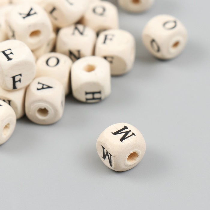 Набор бусин для творчества дерево Набор бусин для творчества дерево "Английский алфавит" (набор50 шт) 1х1х1 см