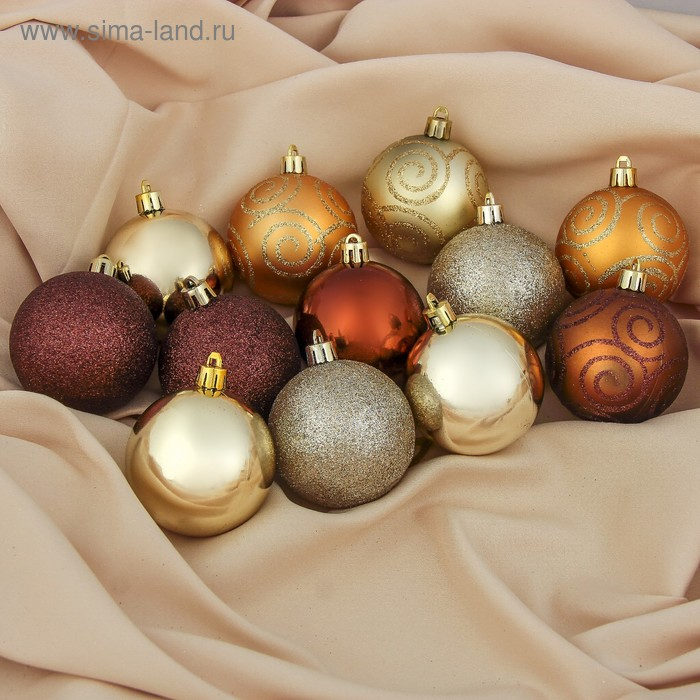 Набор шаров пластик d-6 см, 12 шт Набор шаров пластик d-6 см, 12 шт "Улыбка завитки"