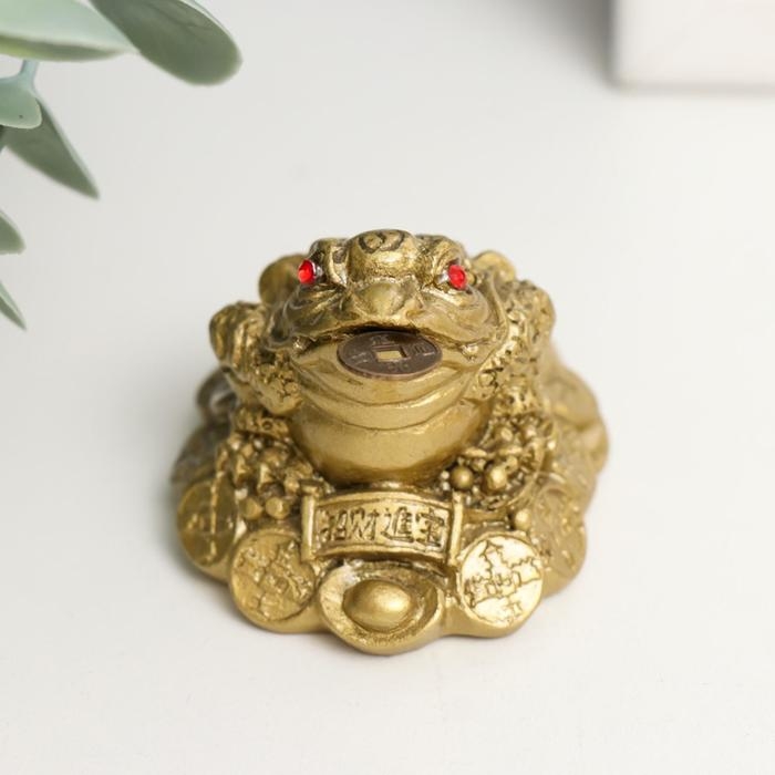 Нэцкэ полистоун под бронзу Нэцкэ полистоун под бронзу "Жаба с монетой" 4,5х4,5х4 см